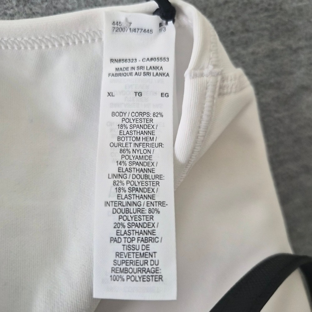 Nike Swoosh Sports Bra White Black Racerback Dri-FIT XL New BV3902 - Picture 3 of 3